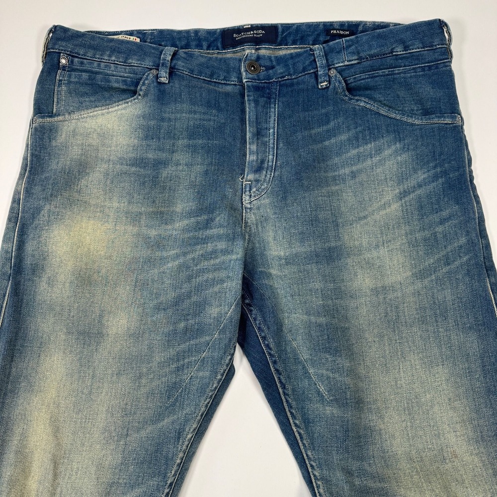 Scotch Soda Phaidon Jeans Mens 36x34 Tagged 34x34 Blue Button Fly Denim Wash - Picture 7 of 16